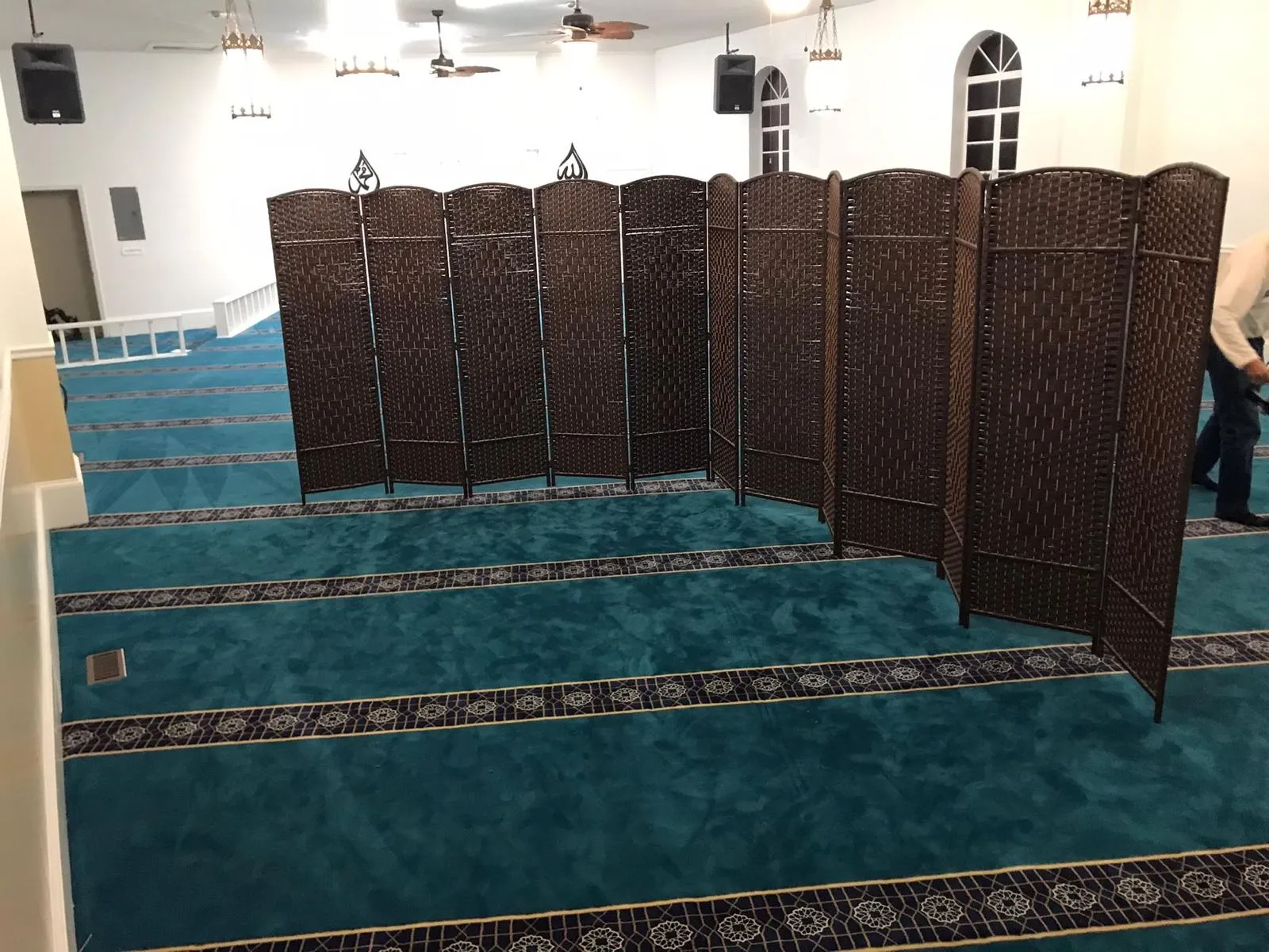 Prayer space with wooden screens