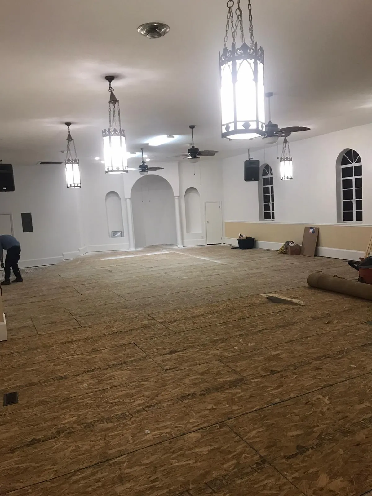 The prayer hall during its transformation